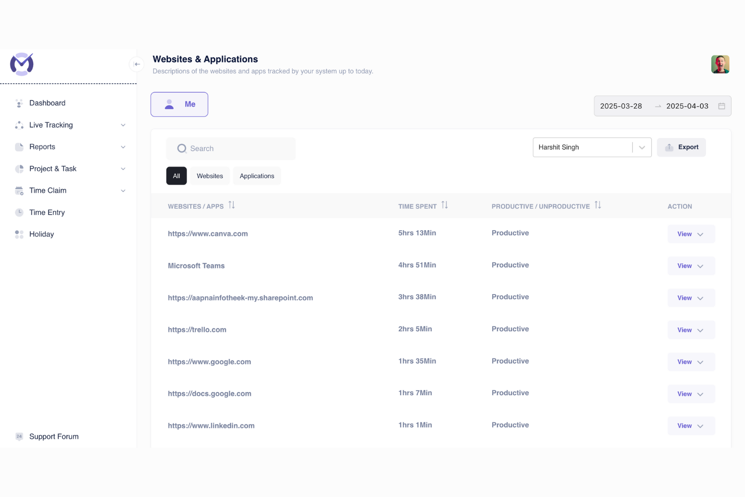 screenshot of Mera Monitor